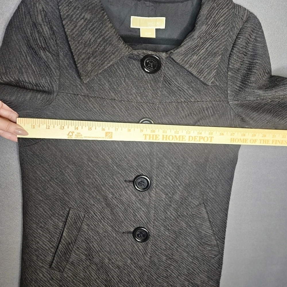 Michael Kors Women's Small 3/4 Sleeve Peacoat Dresscoat Black Vintage Textured